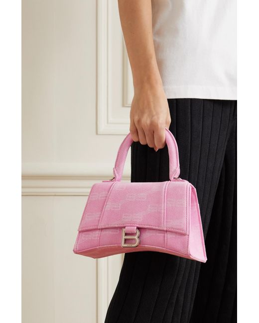 Balenciaga Women's Hourglass Small Handbag Denim Printed - Pink