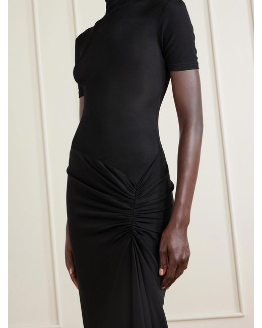 Christopher Esber Black Fusion Ruched Jersey Maxi Dress