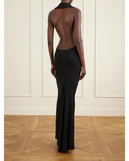 Tom Ford Black Asymmetric Open-Back Jersey Gown