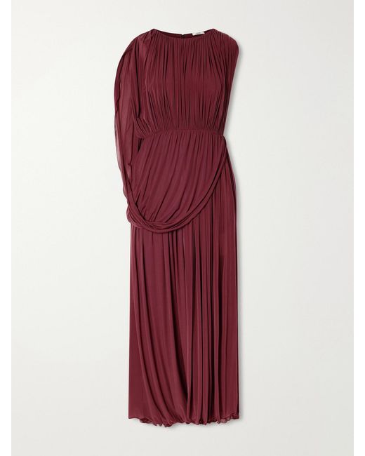 FFORME Red Kahlo Asymmetric Draped Crepe Dress