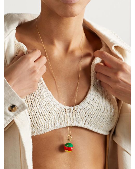 Collier En Or 14 Carats (585/1000) Émail Et Diamants Lauren Rubinski en coloris Natural