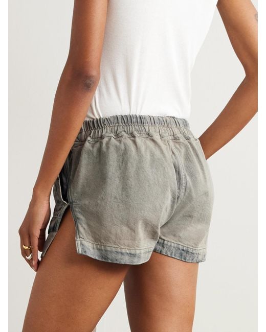 Rick Owens Gray Layered Denim Shorts