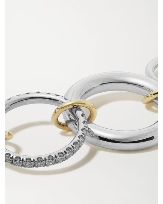 Spinelli Kilcollin Metallic Luna Set Aus Vier Ringen Aus Sterlingsilber Und 18 Karat Mit Diamanten