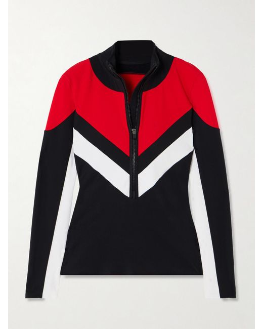 Perfect Moment Black Printed Stretch-Jersey Base Layer