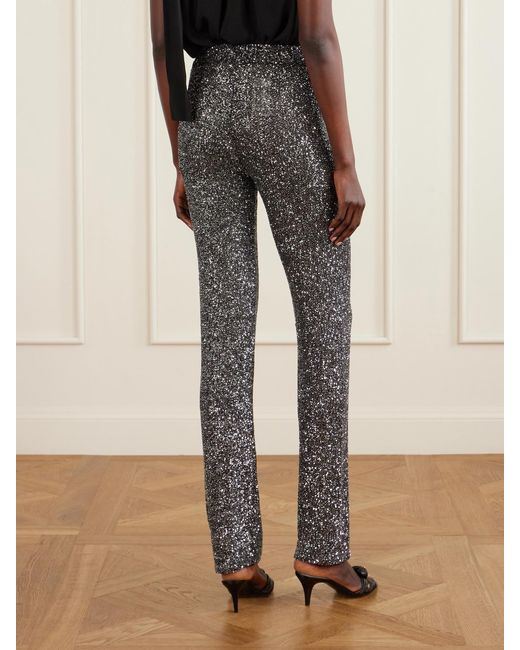 Valentino Garavani Gray Sequined Knitted Straight-Leg Pants