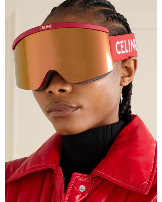 Céline Orange Mirrored Ski Goggles