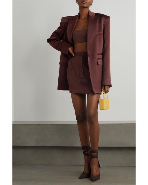 Alex Perry Brown Rae Cropped Crepe Top