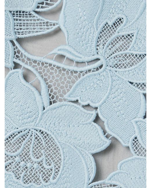 Oscar de la Renta Blue Guipure Lace Midi Dress