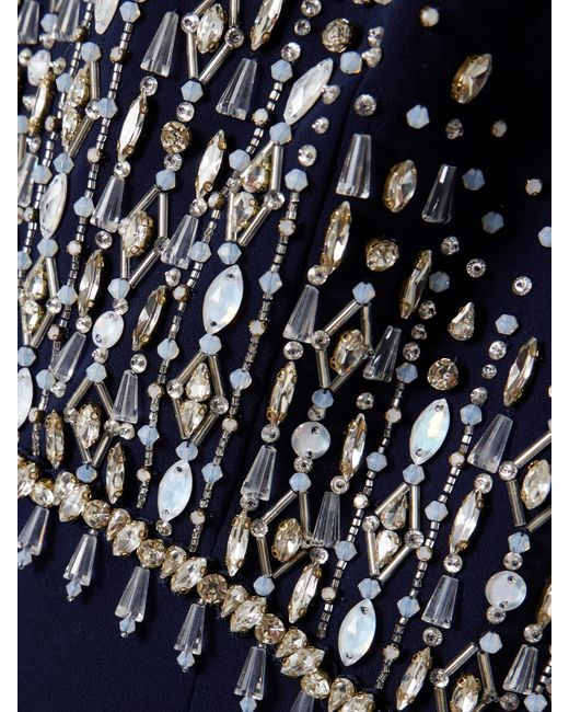 Jenny Packham Blue Electra Embellished Crepe Gown