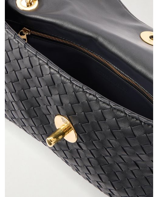 Bottega Veneta Black Madison Intrecciato Leather Shoulder Bag