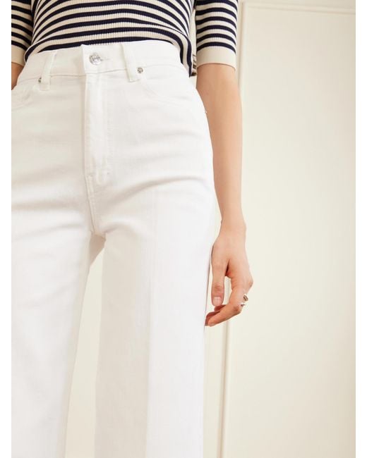 FRAME White High Rise Wide Frayed High-Rise Wide-Leg Jeans