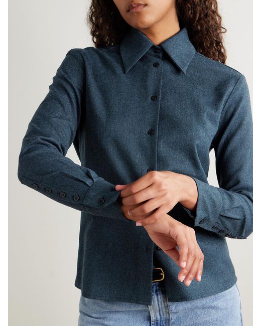 Kallmeyer Blue Billie Tie-Detailed Wool-Twill Shirt