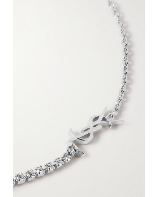 Saint Laurent Natural Tone Crystal Bracelet