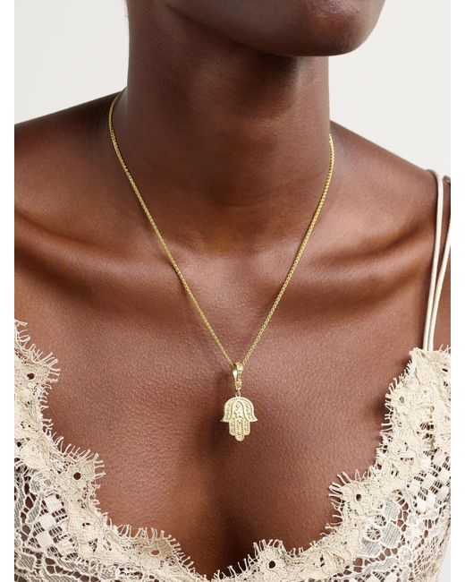 Marlo Laz Natural Southwestern Hamsa 14-Karat Diamond Necklace