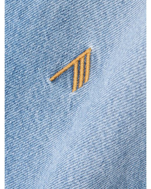 The Attico Blue Oversized-Jeanshemd Mit Logostickerei