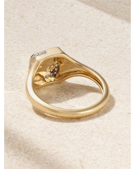 Yvonne Léon Natural 9-Karat Diamond Signet Ring