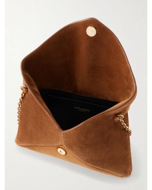 Saint Laurent Brown Cassandre Suede Shoulder Bag