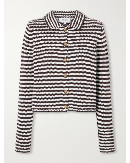 La Ligne Black Mini Marina Cropped Striped Cotton Cardigan