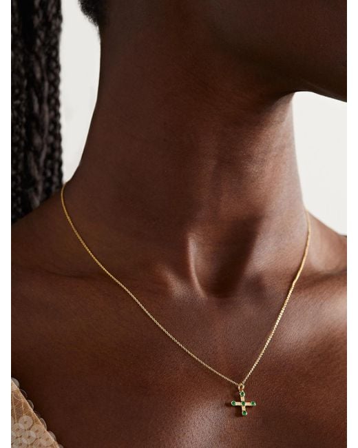 Ileana Makri Natural Stepping Stone 18-Karat Emerald Necklace