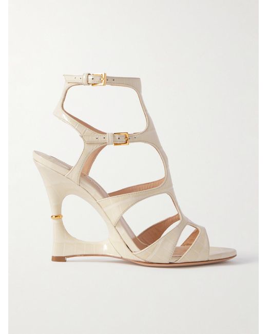 Tom Ford Natural Paradis Wedges Aus Leder Mit Krokodileffekt Und Cut-Out