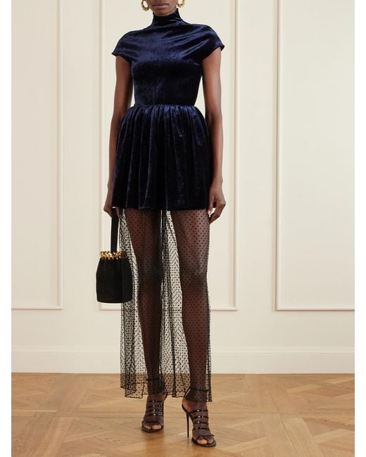 Alaïa Black Polka-Dot Fil Coupé Organza Wide-Leg Pants
