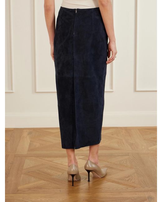 Nour Hammour Blue Selly Leather Midi Skirt