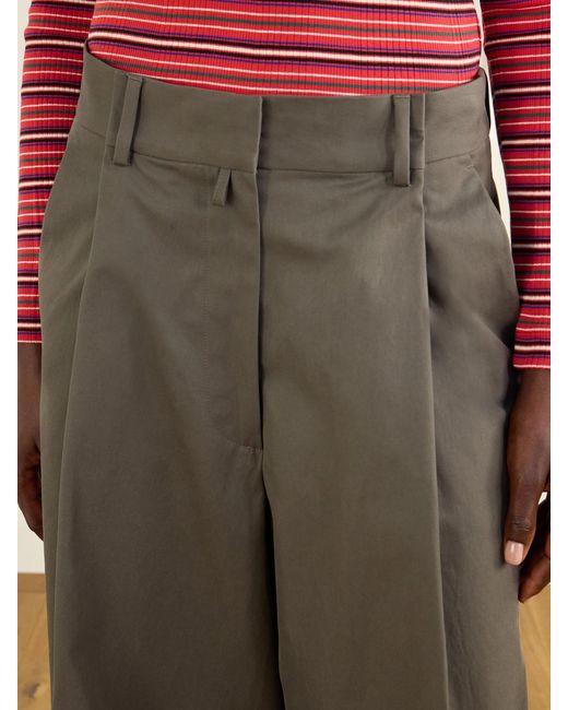 Dries Van Noten Gray Cotton-Twill Wide-Leg Pants