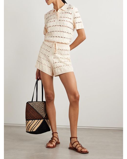 Zimmermann Natural Rhiannon Cutout Pointelle-Knit Polo Shirt