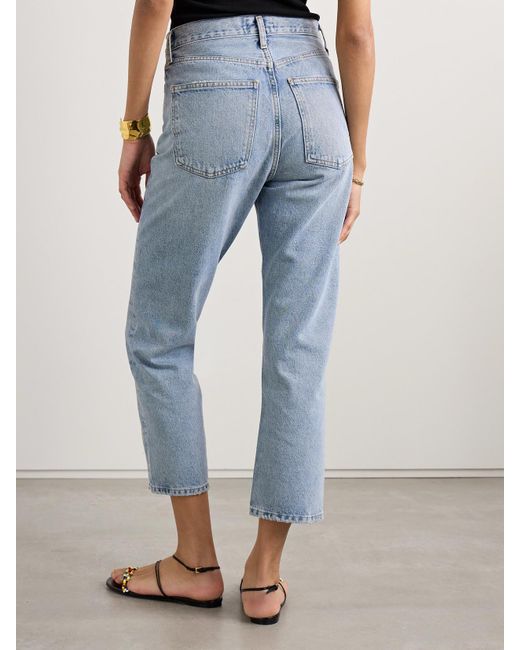 Agolde Blue '90S Crop Halbhohe Jeans Mit Geradem Bein