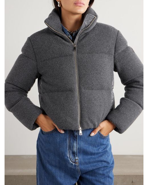 Moncler Gray Breze Appliquéd Quilted Flannel Down Jacket