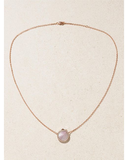 Repossi Natural Antifer 18-Karat Rose, Mother-Of-Pearl And Diamond Necklace
