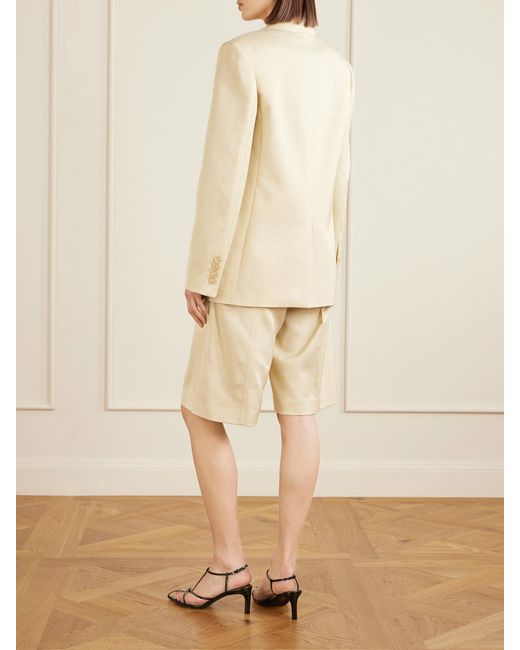 Another Tomorrow Natural Oversized Twill Blazer