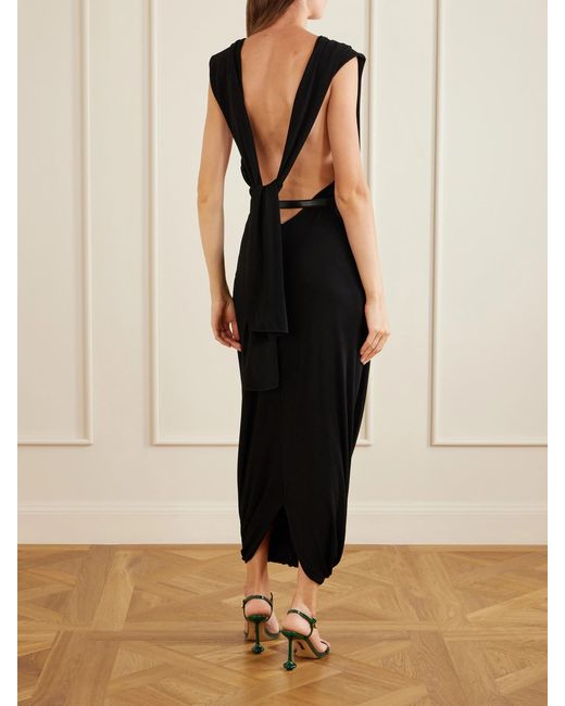 Loewe Black Draped Jersey Midi Dress