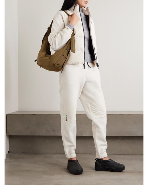 Moncler White Shell-Paneled Fleece Tapered Sweatpants
