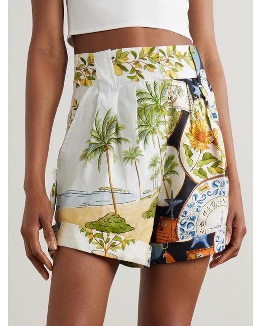 Farm Rio Metallic Printed Linen Shorts