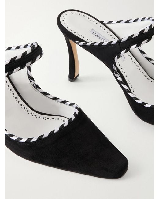 Manolo Blahnik Black Pura 90 Suede Mules