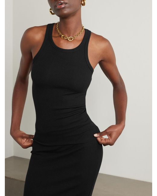 ÉTERNE Black Tanktop Aus Geripptem Stretch-Jersey