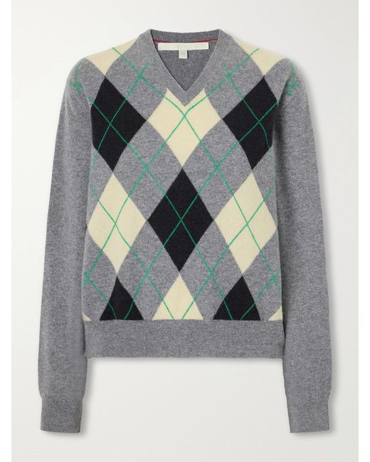 RÙADH Gray The Academy Checked Cashmere Sweater
