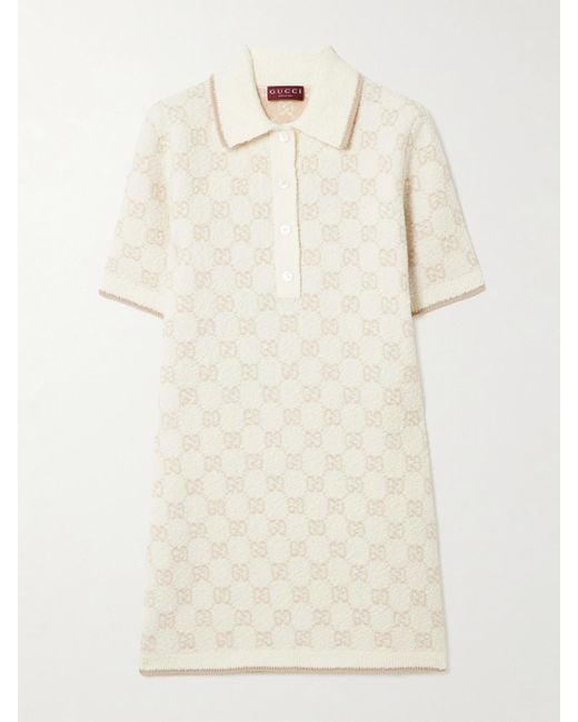 Gucci Natural Instaria-Knit Wool-Blend Bouclé Mini Dress