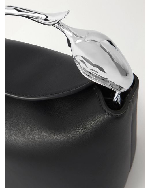Erdem Black Bloom Mini Leather Clutch
