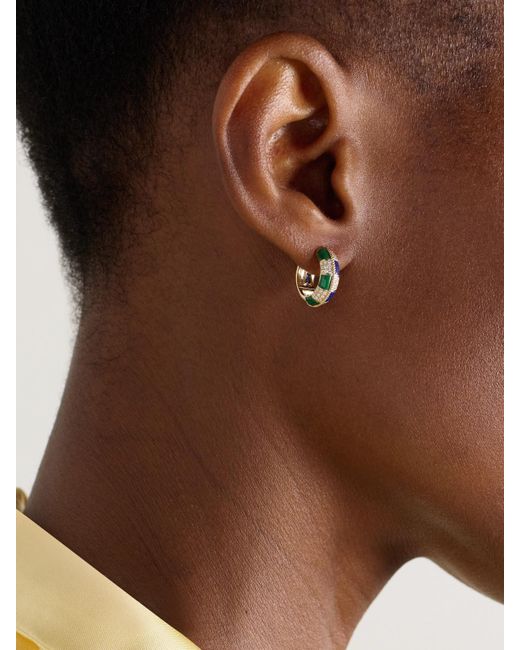 Yvonne Léon Natural Mini Créoles 9-Karat Multi-Stone Hoop Earrings