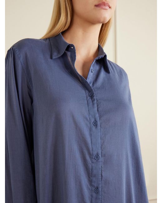 Nili Lotan Blue Mina Cotton-Voile Midi Dress