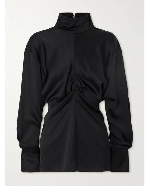 Blouse À Col Montant En Crêpe Satiné À Fronces Slouch Totême  en coloris Black