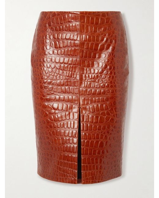 Saint Laurent Red Rock Aus Leder Mit Krokodileffekt