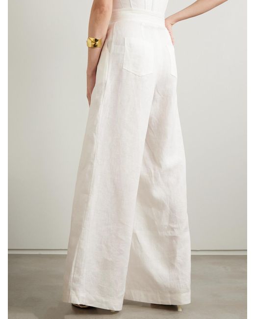 ANDRES OTALORA White Kushi Pleated Linen Wide-Leg Pants