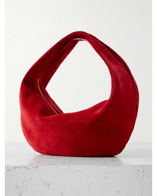 Khaite Red Olivia Mittelgroße Tote Aus Veloursleder