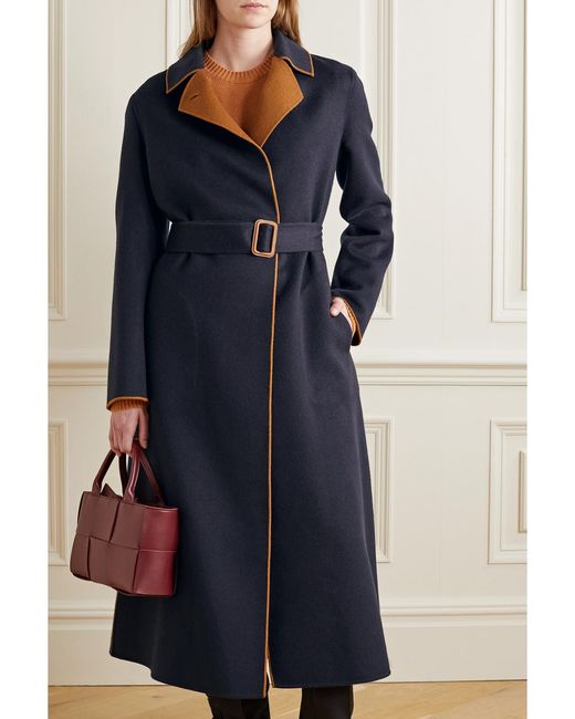 Loro Piana Blue Reversible Belted Cashmere Coat