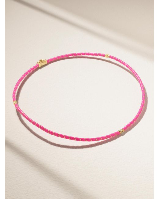 Yvonne Léon Pink 9-Karat And Enamel Diamond Necklace
