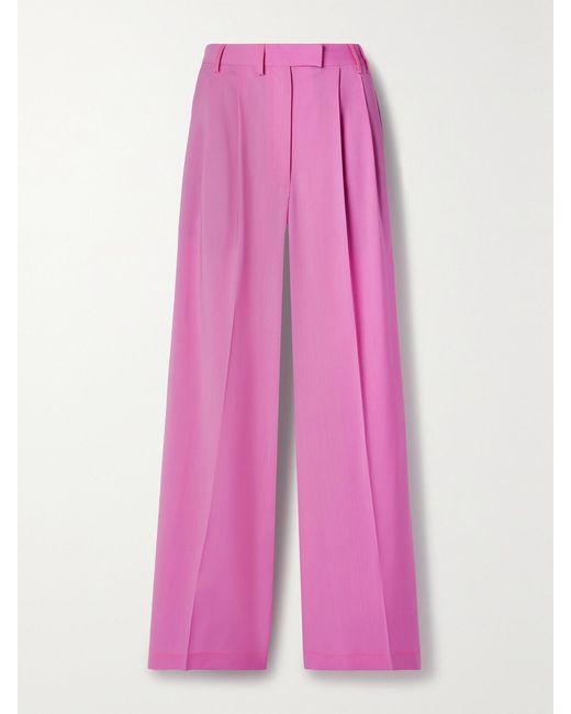 Christopher John Rogers Pink Hose Mit Weitem Bein Aus Wolle Mit Falten