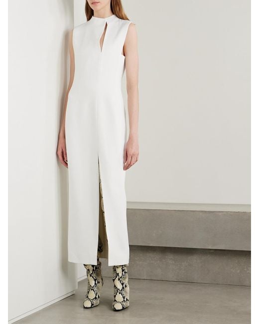 Khaite White Lowen Satin-Crepe Midi Dress